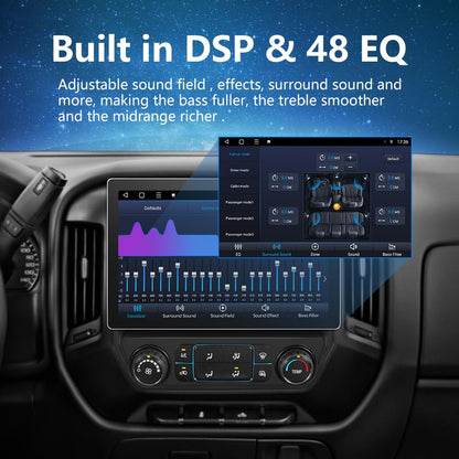 Autoradio stéréo 13,1", 4 Go de RAM, 64 Go de ROM, CarPlay et Android Auto pour Chevrolet Silverado/GMC Sierra 2014-2018