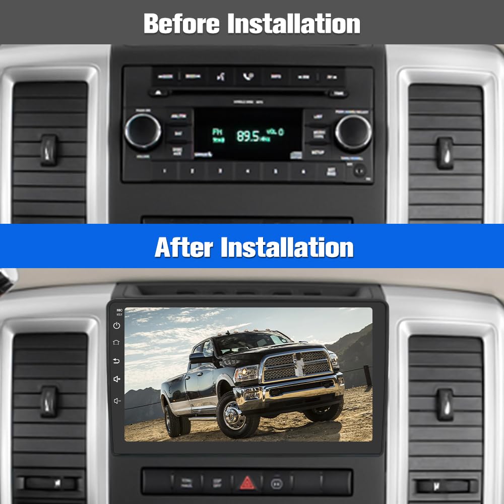 Autoradio stéréo [2 Go + 64 Go] pour Dodge Ram 1500/2500/3500 (2009-2012) et Jeep Wrangler JK (2007-2018) avec intégration CarPlay et Android Auto