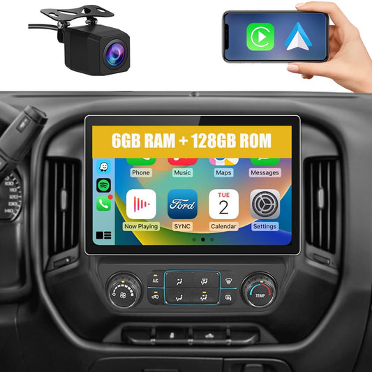 Autoradio stéréo 13,1" [6G + 128G] pour Chevrolet Silverado/GMC Sierra 2014-2018, GPS, WiFi, SWC, CarPlay sans fil, Android Auto