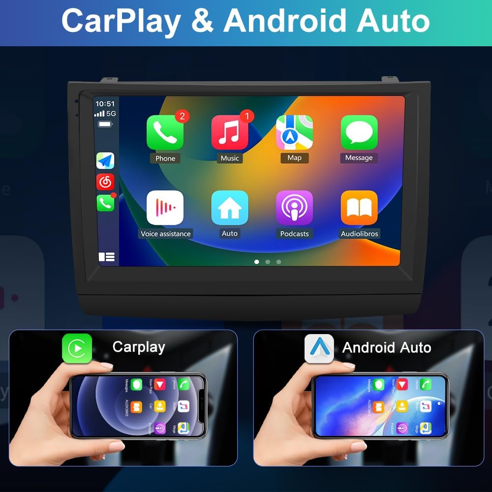 [2+32G] Autoradio Android 12 pour Toyota Prius 2003-2009, radio Bluetooth à écran tactile 9" avec CarPlay sans fil, Android Auto, WiFi, GPS et caméra de recul