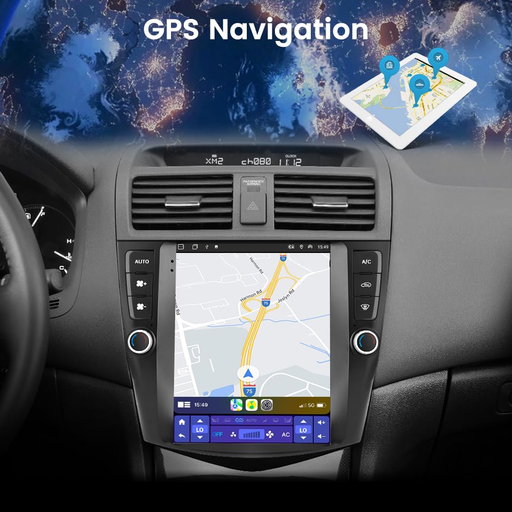 Autoradio Android 9,7" pour Honda Accord 2003-2007, style T, CarPlay et Android Auto, 4 Go de RAM, 64 Go de ROM