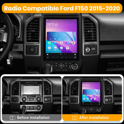 Autoradio 4+64G 12,1" pour Ford F150 2015-2021, Android 13, CarPlay sans fil, Android Auto, DSP, Bluetooth, Navigation GPS