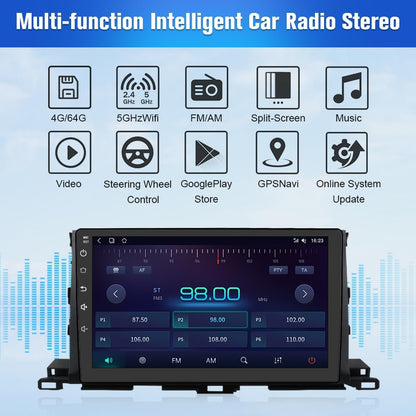 Autoradio Toyota Highlander 2014-2019 : Carplay/Android Auto intégré, 4G RAM, 64G ROM, WiFi, GPS, BT, DSP 48-EQ, SWC, radio AM/FM