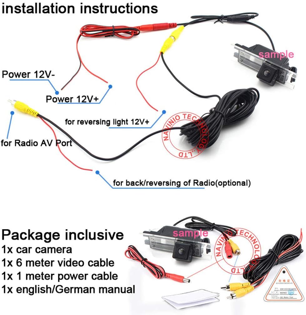 Caméra de Recul HD Navinio pour BMW Série 3, Série 1, Série 5, X1, X5, X6