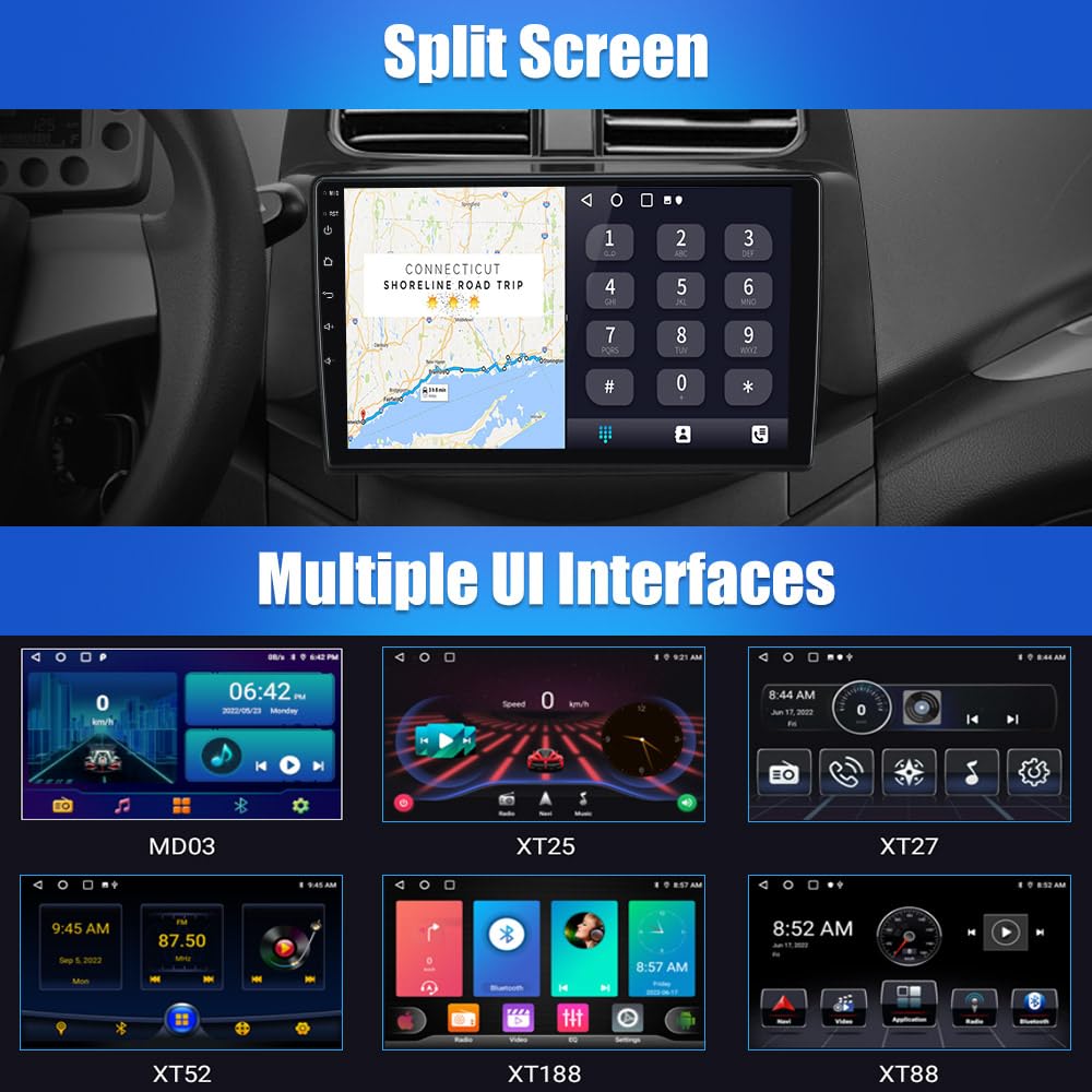 Autoradio Chevrolet Spark 2013-2015 : écran tactile Android 12 de 9", Android Auto/CarPlay sans fil, 2G+32G, SWC, WiFi, GPS, DSP, Bluetooth