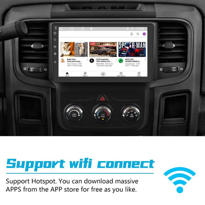Stéréo de voiture 4 Go + 64 Go 9" pour Dodge Ram 2013-2019 1500/2500/3500, CarPlay/Android Auto intégré, DSP, BT, GPS, FM, WiFi, caméra gratuite, manuel AC