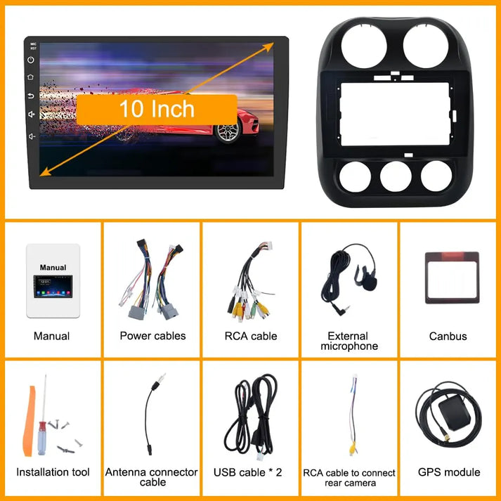 Écran tactile pour Jeep Compass 2010-2016
