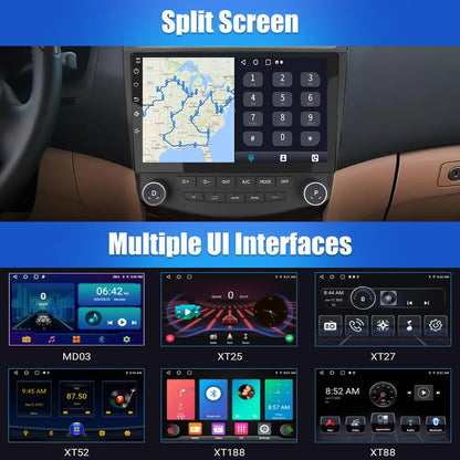 Stéréo de voiture Android 10" pour Honda Accord 7e génération (2003-2007), 2 Go de RAM, 64 Go de ROM, CarPlay/Android Auto, Bluetooth, WiFi, GPS, FM/AM, caméra de recul AHD incluse