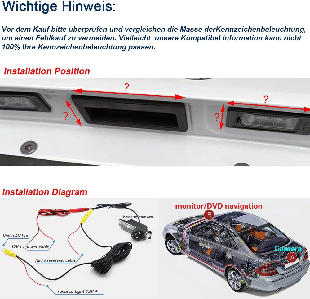Caméra de Recul Étanche – Vision Nocturne pour VW, Seat Leon et Skoda Superb