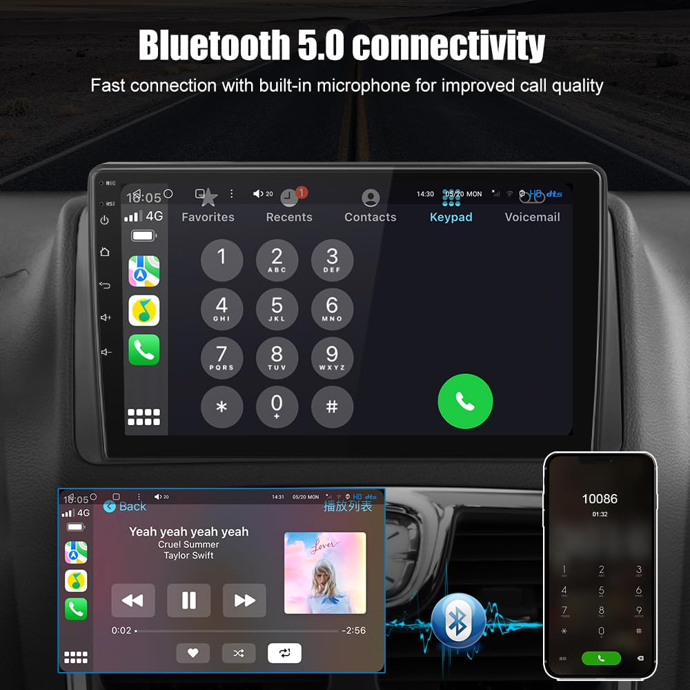 Autoradio stéréo écran tactile 9", Qualcomm 8 cœurs [4 + 64 Go] Android 13, compatible avec Dodge Grand Caravan 2008-2020 et Chrysler Town & Country 2011-2016, CarPlay et Android Auto