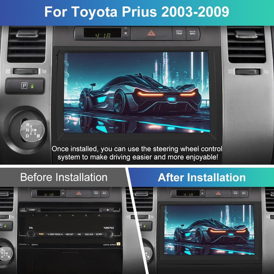 [2+32G] Autoradio Android 12 pour Toyota Prius 2003-2009, radio Bluetooth à écran tactile 9" avec CarPlay sans fil, Android Auto, WiFi, GPS et caméra de recul