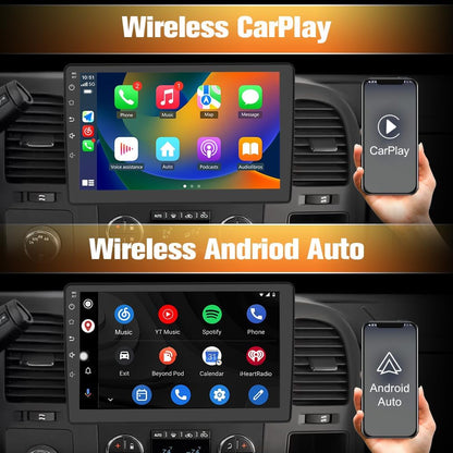 Autoradio stéréo 4 Go de RAM 64 Go de ROM pour Chevrolet Silverado 2007-2013, Tahoe, Equinox, GMC Sierra, Yukon – Compatible CarPlay sans fil et Android Auto
