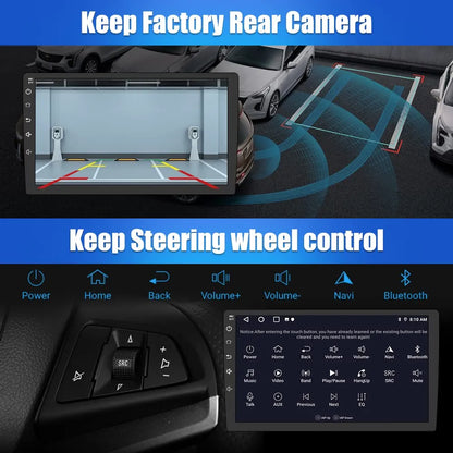 Stéréo de voiture Android 10" pour Honda Accord 7e génération (2003-2007), 2 Go de RAM, 64 Go de ROM, CarPlay/Android Auto, Bluetooth, WiFi, GPS, FM/AM, caméra de recul AHD incluse