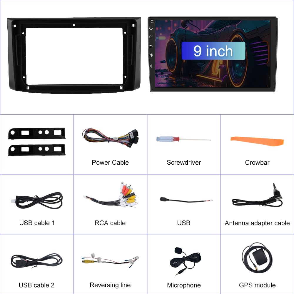 [2+32G] Autoradio Android 12 pour Chrysler Sebring 2006-2010, radio à écran tactile 9" avec CarPlay sans fil, Android Auto, Bluetooth, WiFi, navigation GPS