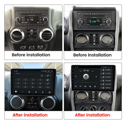 4 + 64 Go 8 cœurs Android 11 double DIN stéréo de voiture pour Jeep Wrangler/Compass/Cherokee/Dodge Ram, 10,1" IPS Touch, GPS, CarPlay et Android Auto
