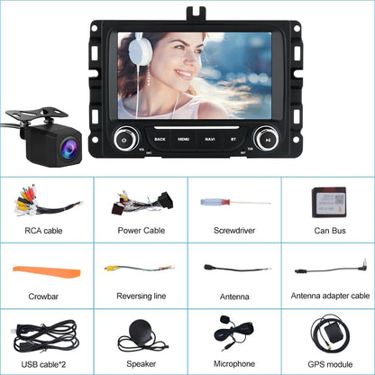 Autoradio Android 13 pour Dodge RAM 2013-2019 : stéréo à écran tactile 7" avec Carplay/Android Auto, GPS, WiFi, Bluetooth, FM/AM, DSP, SWC, caméra de recul