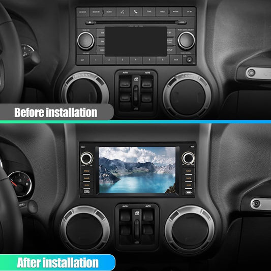 Stéréo de voiture Android pour Jeep Wrangler/Chrysler/Dodge Ram 1500 2007-2018 : écran tactile 7", CarPlay sans fil, WiFi, GPS, radio FM, caméra de recul