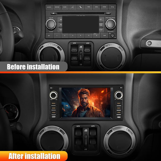 Autoradio pour Jeep Wrangler JK, Chrysler Dodge Ram 1500, écran tactile 7" avec CarPlay sans fil, Android Auto, WiFi, radio FM, caméra de recul