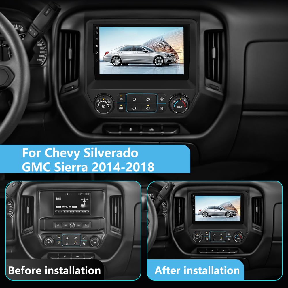 Autoradio Android pour Chevrolet Silverado/GMC Sierra 2014-2018 avec caméra de recul, CarPlay et Android Auto