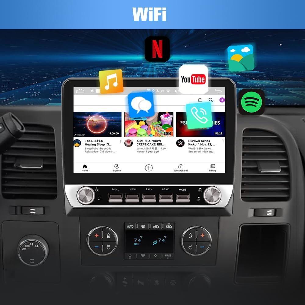 Autoradio Stéréo Android 13 [2GB+64GB] pour Chevrolet Silverado 2007-2013, Tahoe, Equinox, GMC Sierra, Yukon avec CarPlay et Android Auto sans fil.