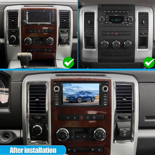 Autoradio 5G WiFi Android 13 pour Dodge RAM 1500-3500 (2009-2012), CarPlay/Android Auto sans fil, GPS, caméra de recul HD, 2 Go + 32 Go