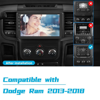Stéréo de voiture 4 Go + 64 Go 9" pour Dodge Ram 2013-2019 1500/2500/3500, CarPlay/Android Auto intégré, DSP, BT, GPS, FM, WiFi, caméra gratuite, manuel AC