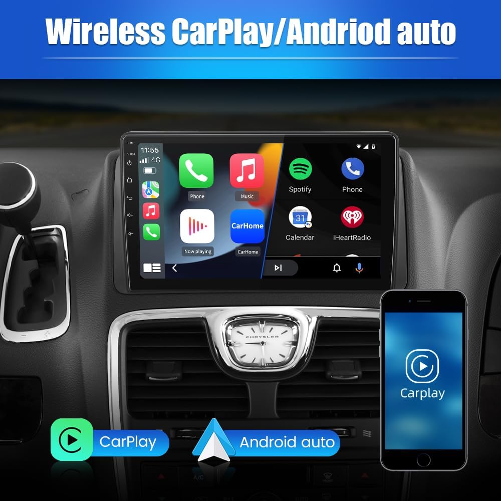 Autoradio stéréo avec CarPlay et Android Auto pour Dodge Grand Caravan (2008-2020) et Chrysler Town & Country (2011-2016)