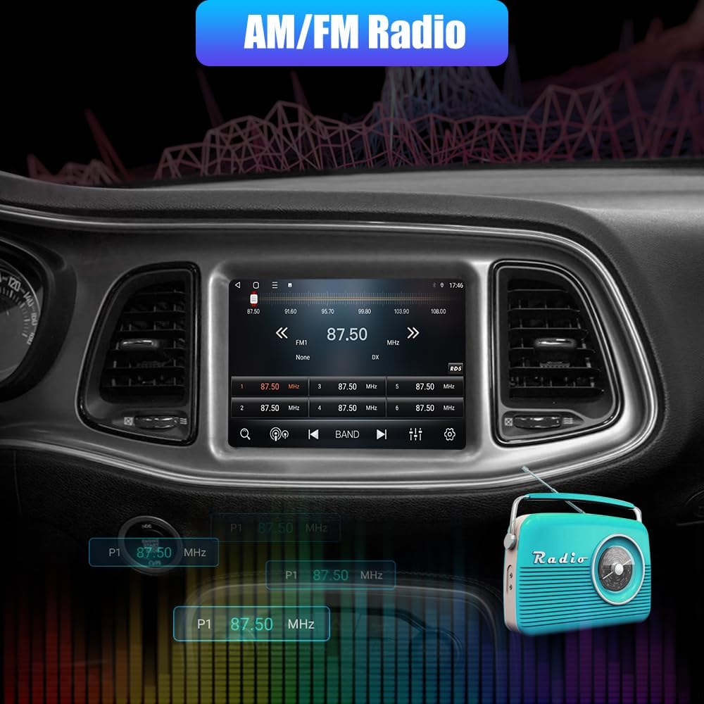 [4+64 Go] Autoradio Android 13 pour Dodge Charger/Challenger 2015-2019, radio à écran tactile avec CarPlay, Android Auto, Bluetooth, WiFi