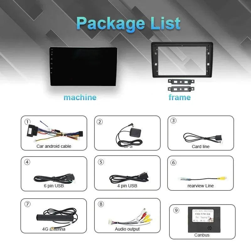 Poste Android13//4G-64//Vw Touareg 2002-2010 | Autoradio | Android 14 | Écran Tactile | CarPlay | Bluetooth | GPS