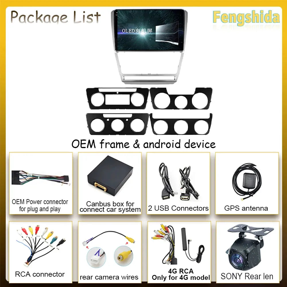 Poste Autoradio Android 13//4G-64G-Skoda Octavia 2 A5 2008-2013 | Android 14 | Écran Tactile | CarPlay | Bluetooth | GPS