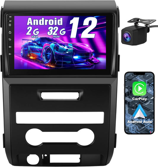 Autoradio 9" Android 12 pour Ford F150 (2009-2012) - CarPlay sans fil, Android Auto, GPS, Bluetooth, WiFi Remplacement de la radio à écran tactile