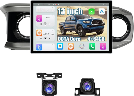 Autoradio Toyota Tacoma 2015-2022 13" Android 13  RAM 4+64 Go, Octa Core, QLED, Bluetooth, GPS, DSP, AM/FM/RDS, SWC, WiFi, interface utilisateur 3D, caméra avant/arrière