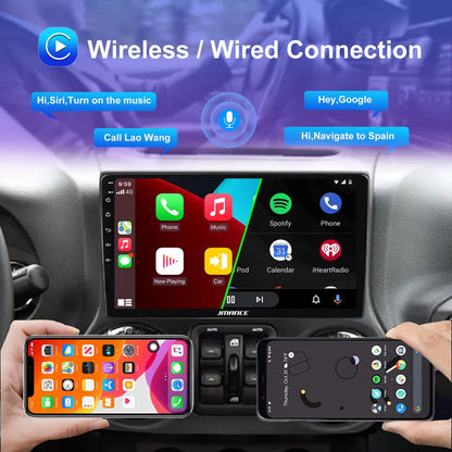 Stéréo de voiture Android 10,1" pour Jeep Wrangler 2011-2014 : 2+64 Go, GPS, DSP, Bluetooth, WiFi, CarPlay sans fil/Android Auto, commande au volant