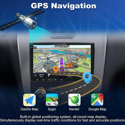 Autoradio Android 8" 4+64 Go pour Chevrolet Silverado/GMC Sierra/Yukon/Tahoe/Buick : GPS à écran tactile, Carplay, Android Auto, Bluetooth, WiFi, SWC.