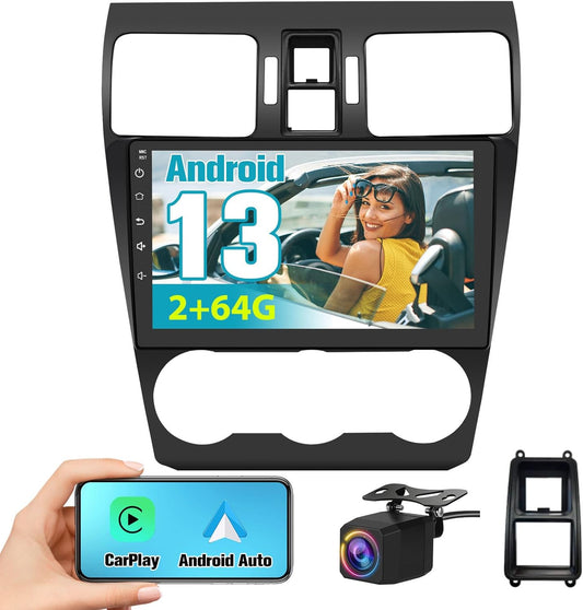 【2 Go + 64 Go】 Autoradio Android 13 pour Subaru Forester WRX Impreza 2013-2015, compatible avec CarPlay et Android Auto