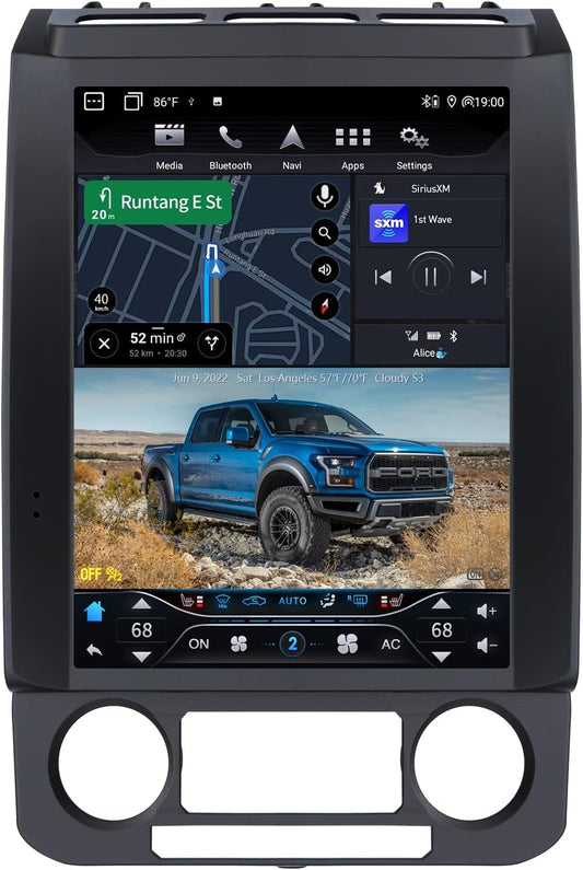 Autoradio 12,1" pour F150 (2015-2020) et F250/F350/F450 (2017-2021) - GPS 6+64G, CarPlay sans fil, BT, DSP, Sirius, WiFi 5G