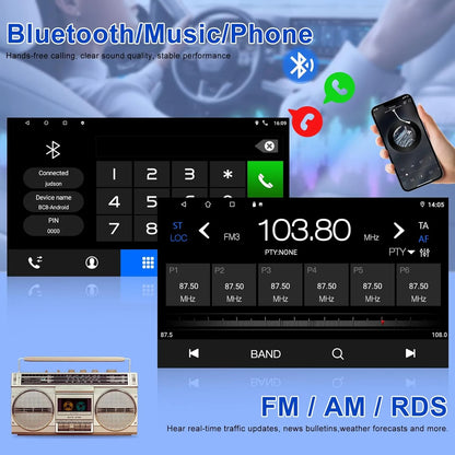 Autoradio Android 7" 2 + 64 Go pour Jeep Wrangler/Compass/Patriot, Chrysler Sebring, Dodge RAM : GPS, Carplay sans fil/Android Auto, Bluetooth, WiFi, DSP, caméra de recul