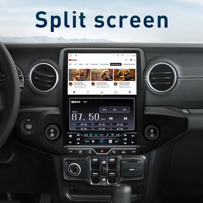 Jeep Wrangler JL/Gladiator 2018-2023 12,1" Android 13 Autoradio : 6 Go + 64 Go, CarPlay sans fil/Android Auto, Bluetooth 5.0, DSP, WiFi, SWC, sortie fibre optique