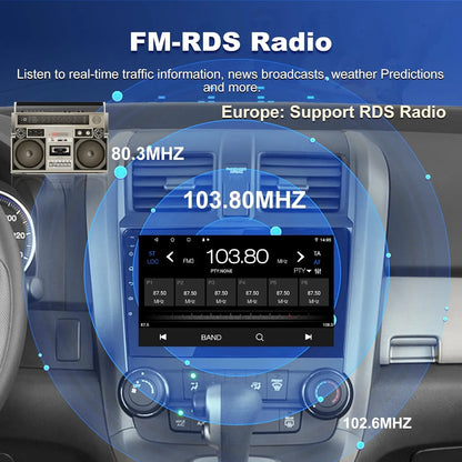 Autoradio Android 9" pour Honda CRV 2007-2011, 4+64 Go, Apple Carplay et Android Auto, GPS, Bluetooth, DSP, Radio FM, Caméra de recul