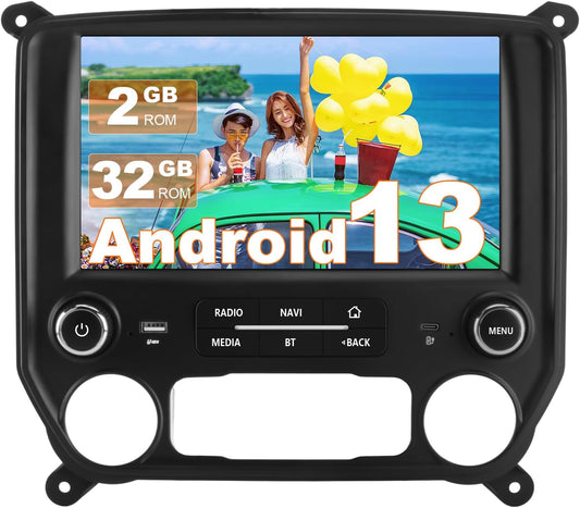 Autoradio stéréo Android 13 pour Chevrolet Silverado/GMC Sierra 2014-2018 avec CarPlay sans fil, Android Auto, Bluetooth
