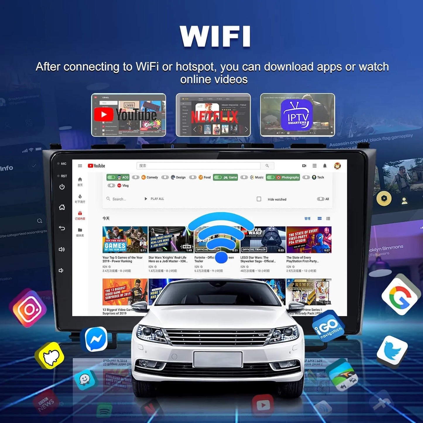 Autoradio Android 9" pour Honda CRV 2007-2011, 4+64 Go, Apple Carplay et Android Auto, GPS, Bluetooth, DSP, Radio FM, Caméra de recul