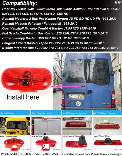 Caméra de Recul Voiture pour Renault Master II / Opel Movano / Fiat Scudo / Citroën Jumpy / Peugeot / Nissan