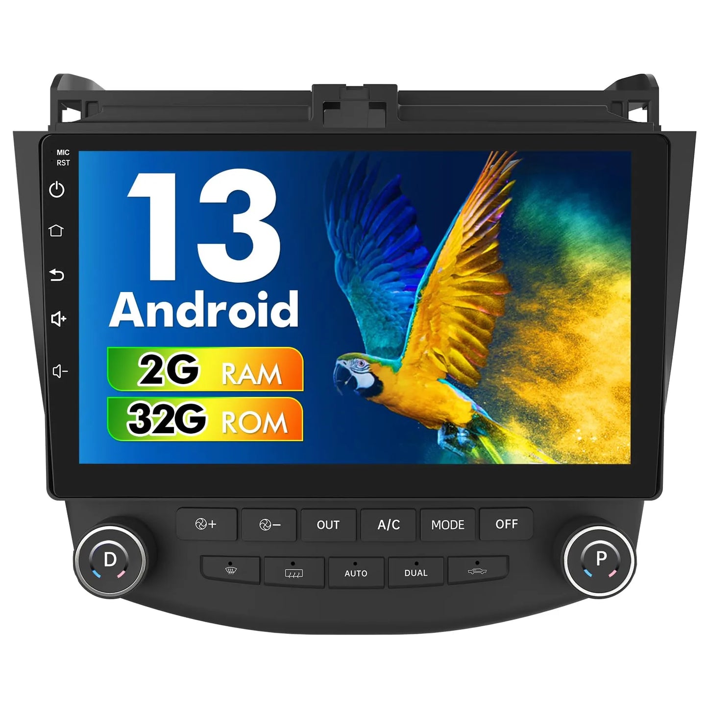 Stéréo de voiture Android 10" pour Honda Accord 7e génération (2003-2007), 2 Go de RAM, 64 Go de ROM, CarPlay/Android Auto, Bluetooth, WiFi, GPS, FM/AM, caméra de recul AHD incluse