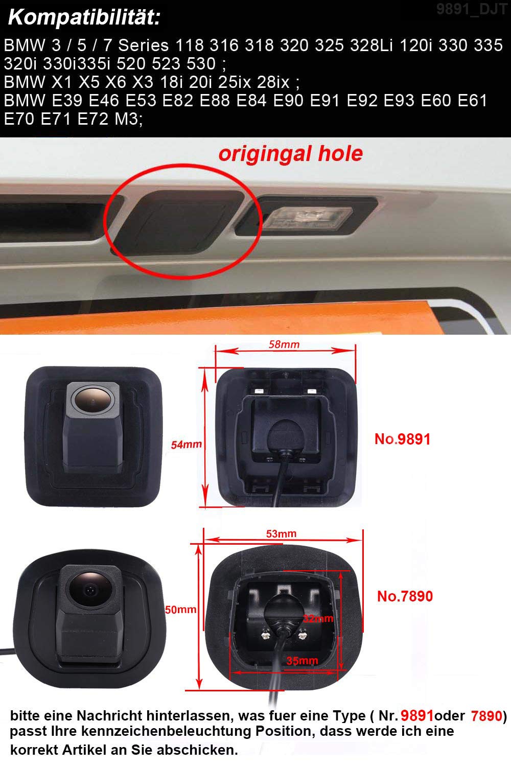 Caméra de Recul – Compatible BMW Séries 1/3/5/7, X1/X3/X5/X6 et M3