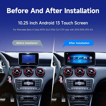 Autoradio Android 13, écran 10.25" pour Mercedes-Benz Classe A W176, GLA X156, CLA C117 (NTG 4.5/4.7) 2013-2015