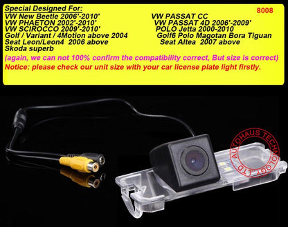 Caméra de Recul Étanche Navinio pour VW Passat, Polo, Golf, Jetta, Scirocco, New Beetle, Seat Leon/Altea