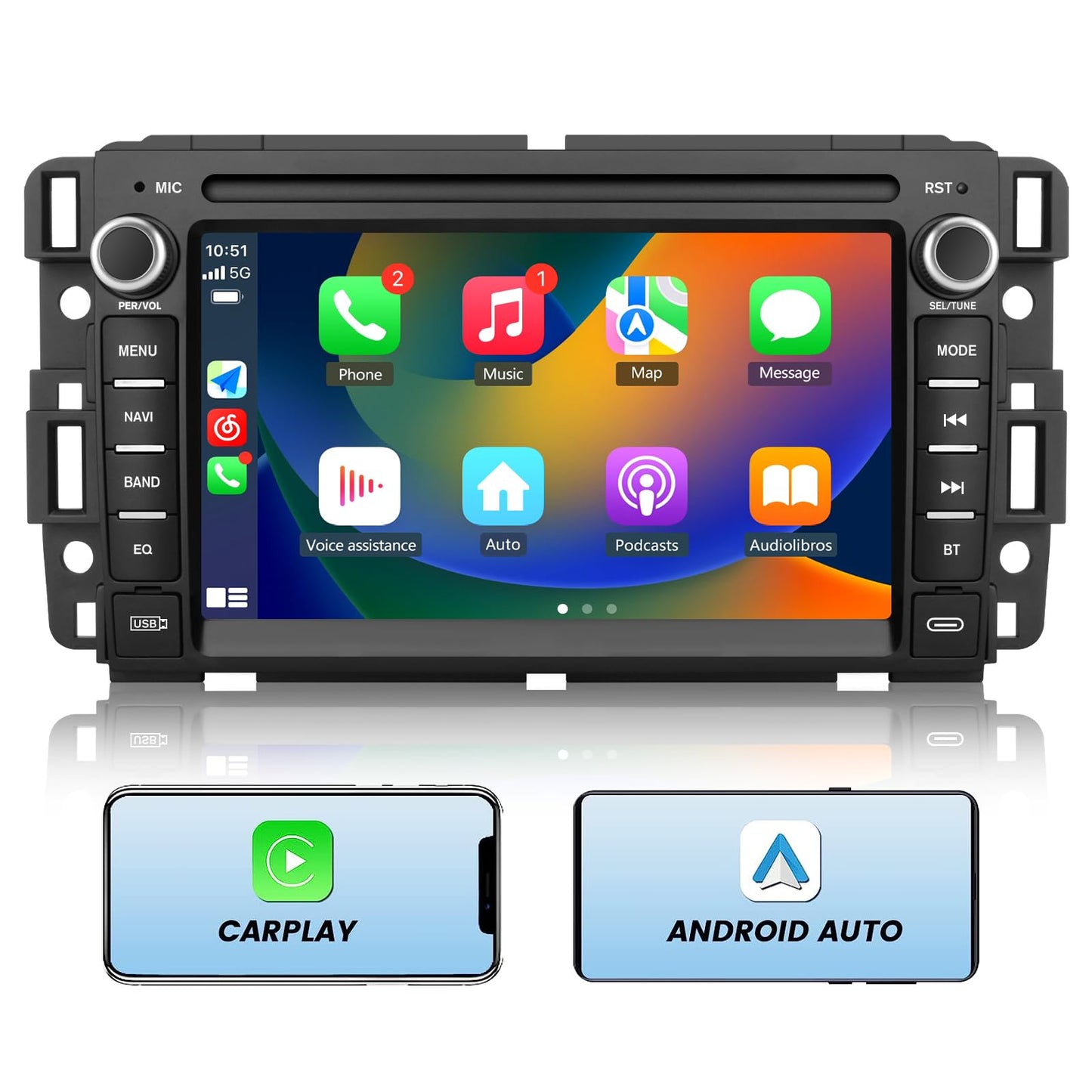 【2 + 64 Go】 Stéréo de voiture Android 13 pour Chevrolet Silverado/GMC Sierra/Yukon, navigation GPS, CarPlay/Android Auto, remplacement de radio de lecteur vidéo multimédia