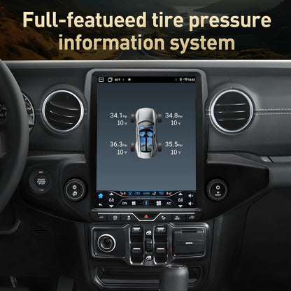 Jeep Wrangler JL/Gladiator 2018-2023 12,1" Android 13 Autoradio : 6 Go + 64 Go, CarPlay sans fil/Android Auto, Bluetooth 5.0, DSP, WiFi, SWC, sortie fibre optique