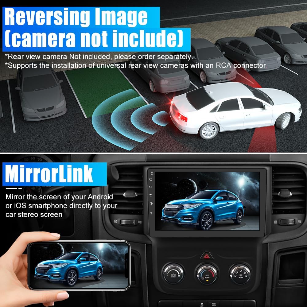 Stéréo de voiture Android pour Dodge RAM 1500-3500 (2013-2018) avec CarPlay sans fil et Android Auto, 2 + 32 Go, remplacement manuel de la radio compatible AC