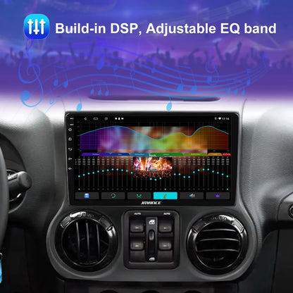 Stéréo de voiture Android 10,1" pour Jeep Wrangler 2011-2014 : 2+64 Go, GPS, DSP, Bluetooth, WiFi, CarPlay sans fil/Android Auto, commande au volant